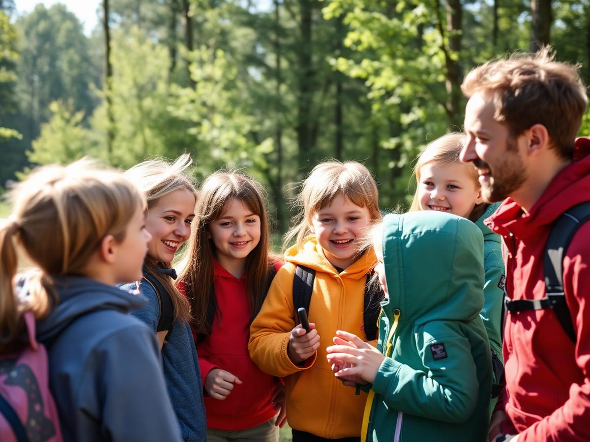 Instruktoři Sport Academy s dětmi na louce